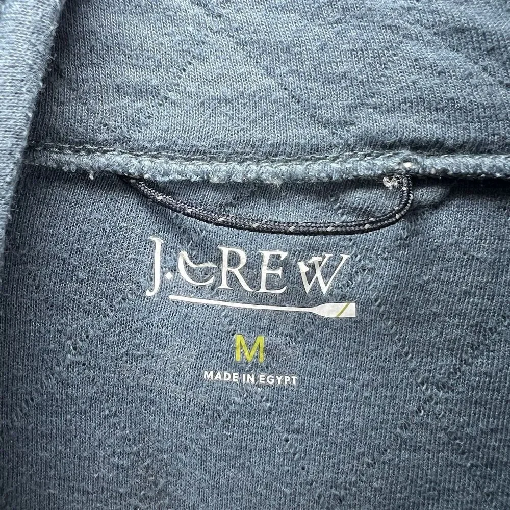 J.Crew Quilted 1/4 Zip Pullover Sweater Mens Size Medium Blue Zipper Pockets
